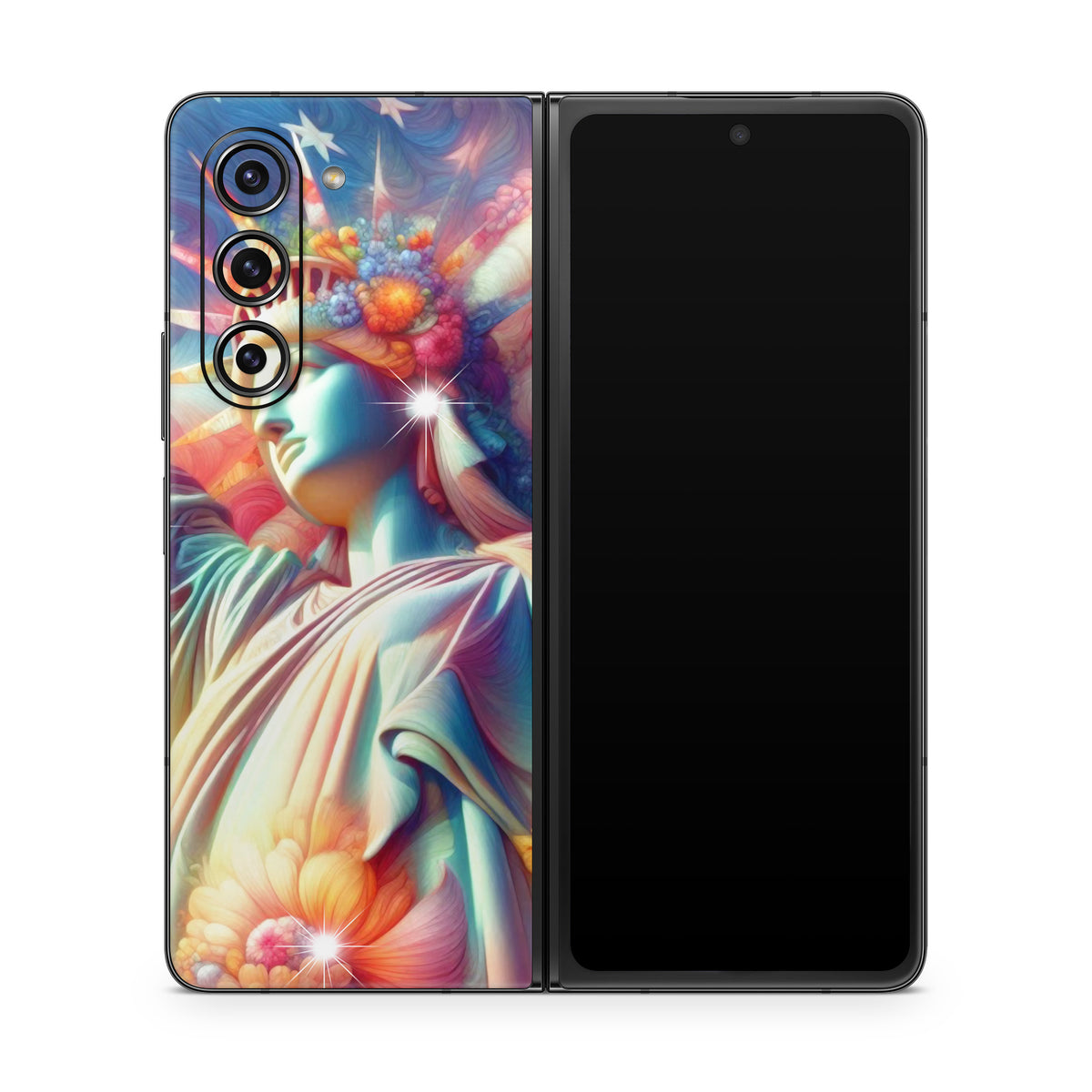 Lady Liberty and Flowers - Samsung Galaxy Z Fold5 Skin
