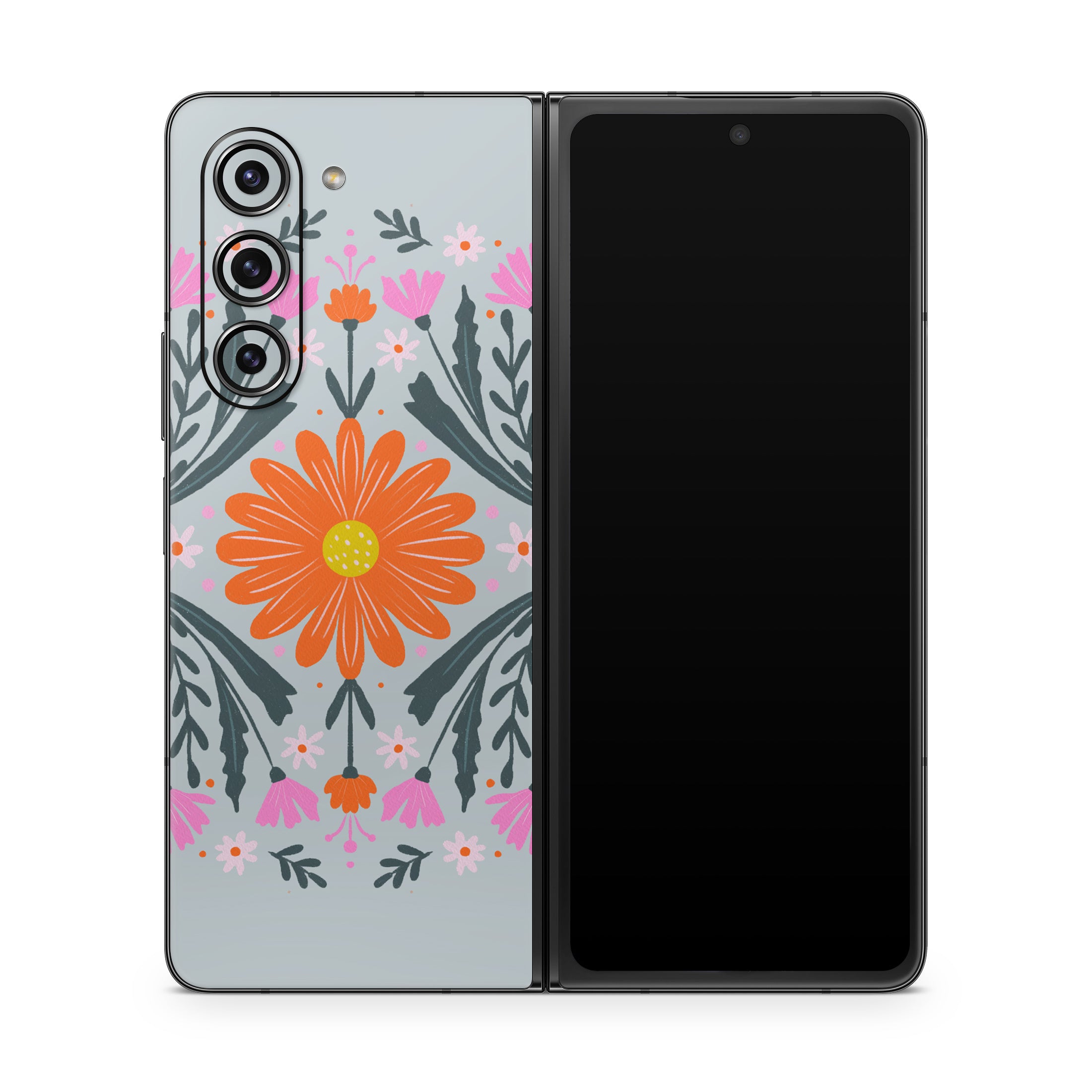 Pink and Orange Flowers - Samsung Galaxy Z Fold5 Skin