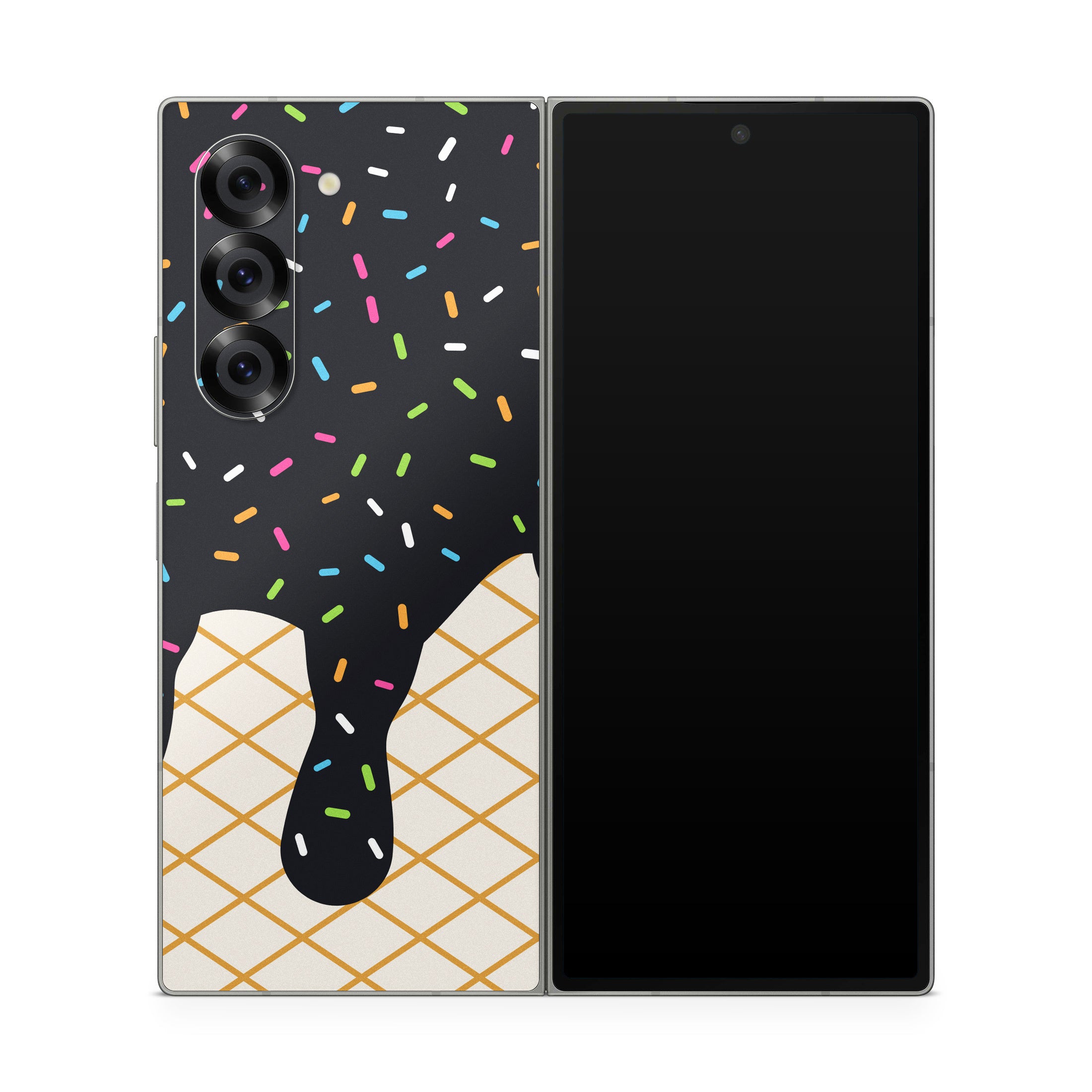 Black Ice Cream Drip - Samsung Galaxy Z Fold6 Skin