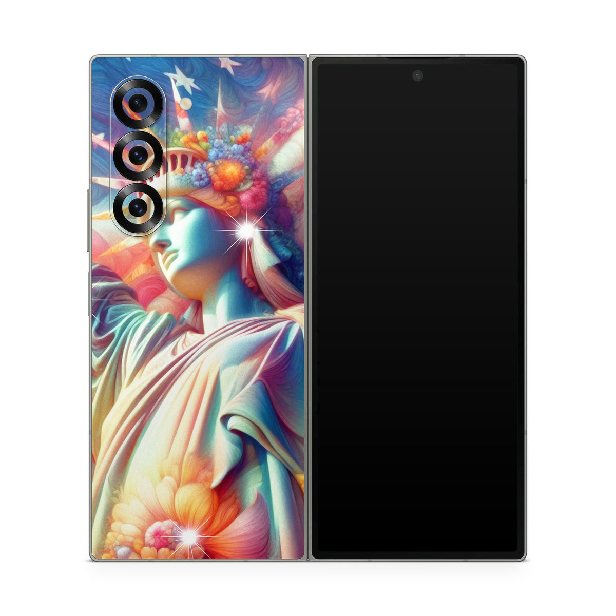 Lady Liberty and Flowers - Samsung Galaxy Z Fold6 Skin