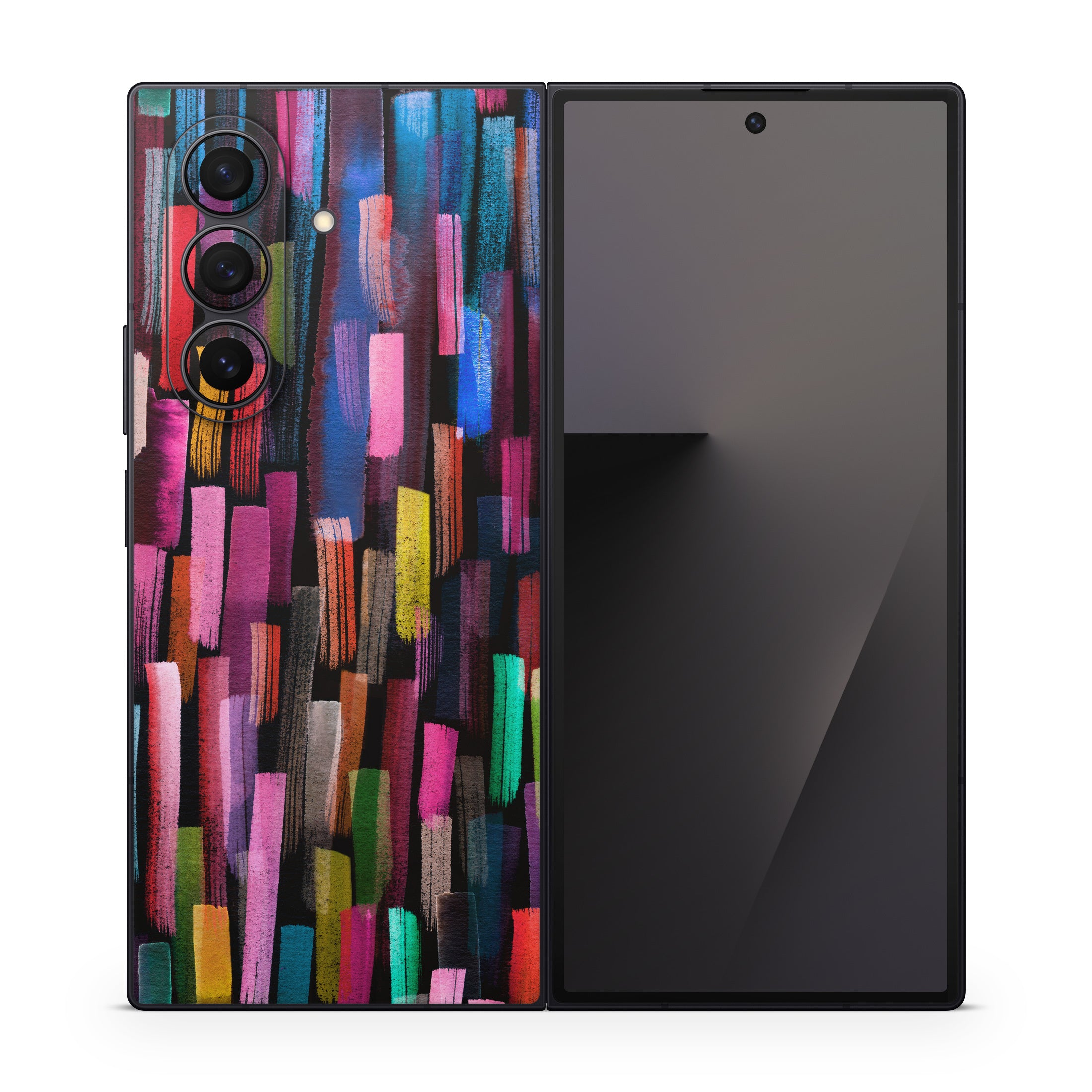 Colorful Brushstrokes Black - Samsung Galaxy Z Fold7 Skin