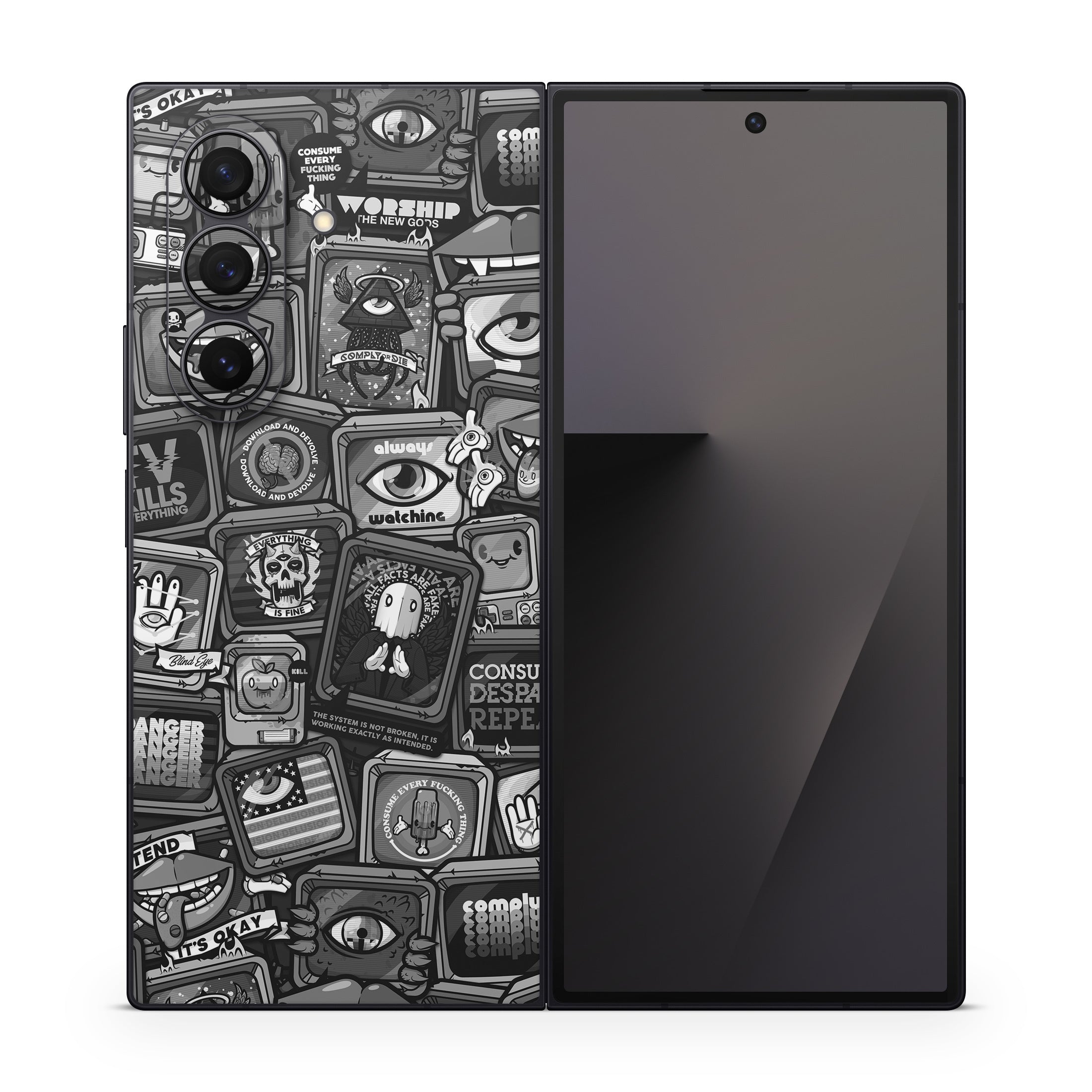 Distraction Tactic B&W - Samsung Galaxy Z Fold7 Skin