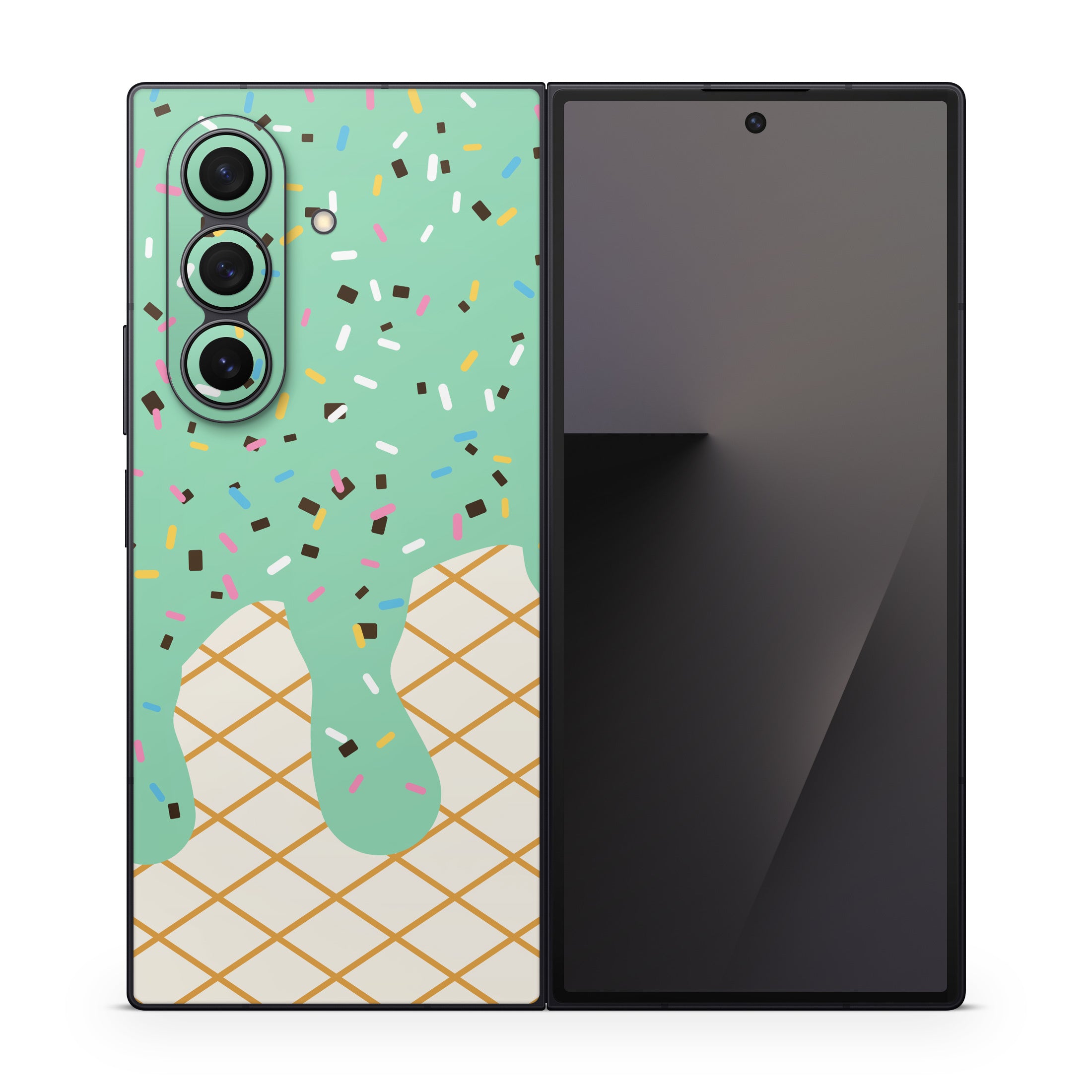 Mint Chocolate Chip Ice Cream Drip - Samsung Galaxy Z Fold7 Skin