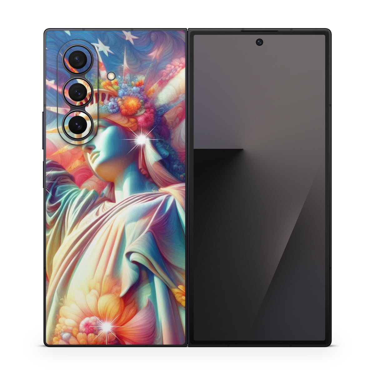 Lady Liberty and Flowers - Samsung Galaxy Z Fold7 Skin