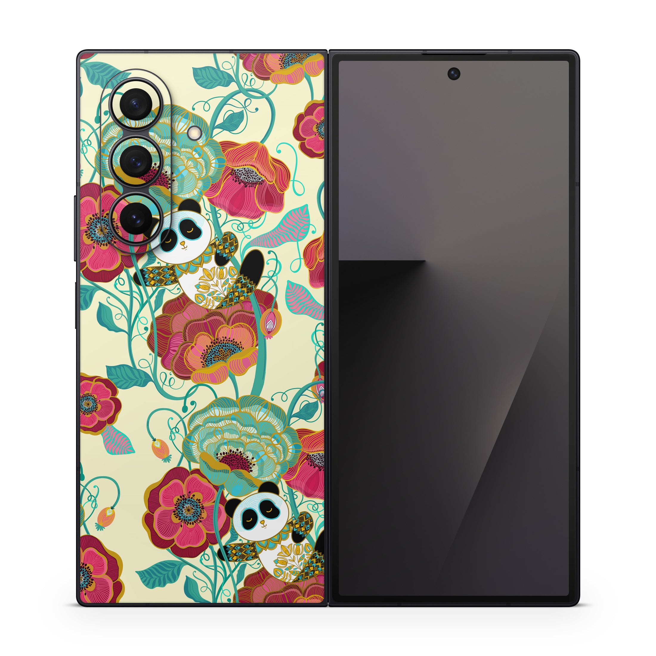 Panda Flowers - Samsung Galaxy Z Fold7 Skin