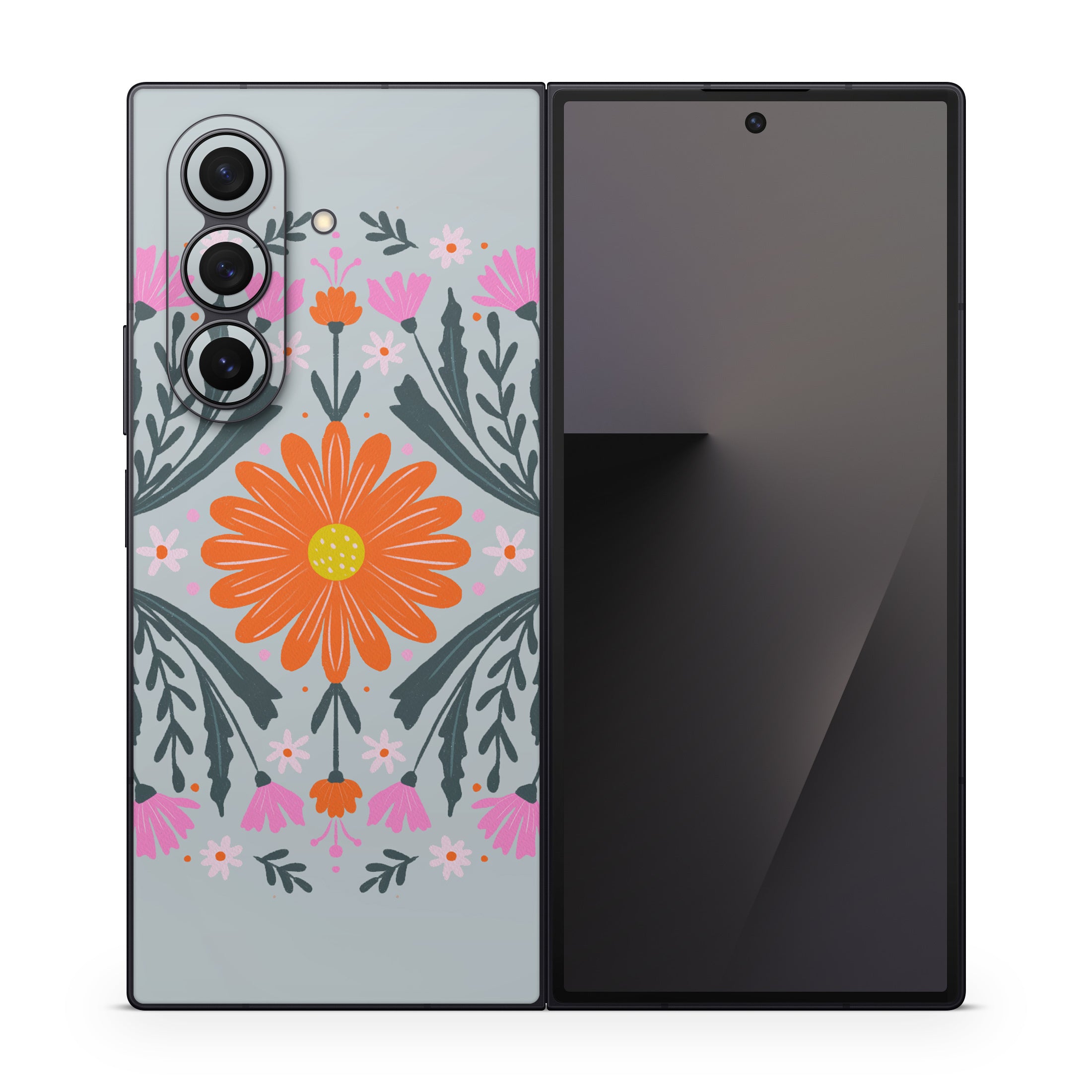 Pink and Orange Flowers - Samsung Galaxy Z Fold7 Skin