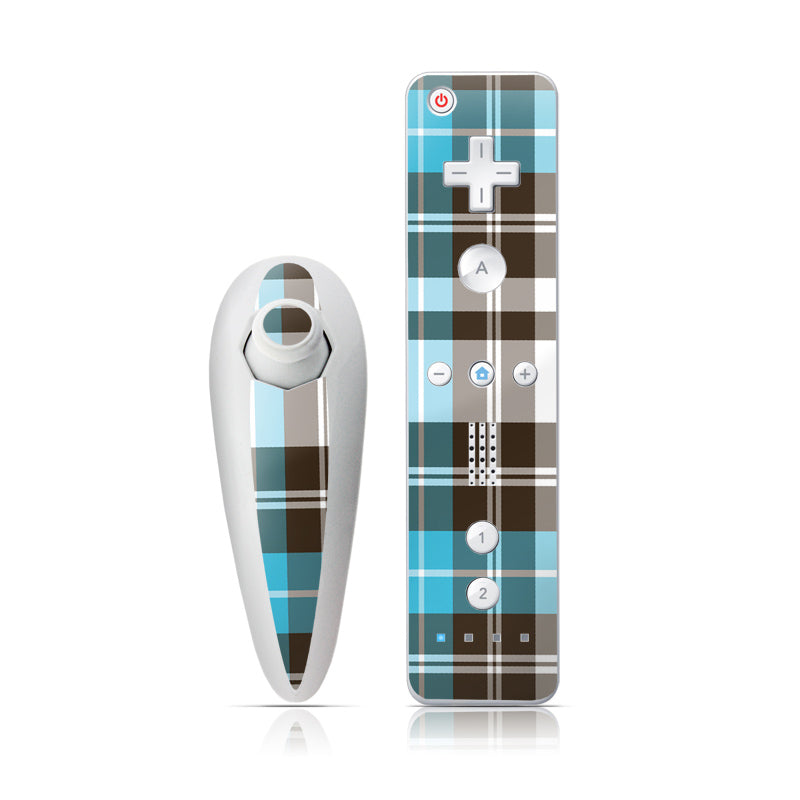 Turquoise Plaid - Nintendo Wii Nunchuk Skin