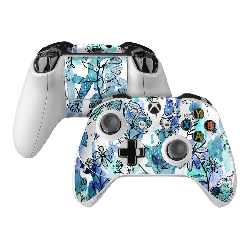 Blue Ink Floral - Microsoft Xbox One Controller Skin