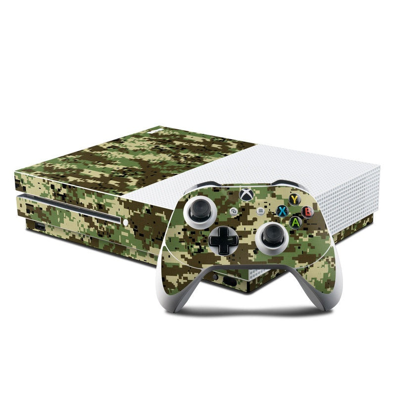Digital Woodland Camo - Microsoft Xbox One S Console and Controller Kit Skin