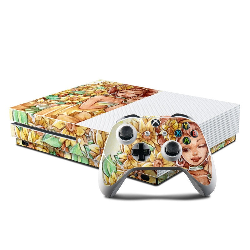 Lady Sunflower - Microsoft Xbox One S Console and Controller Kit Skin