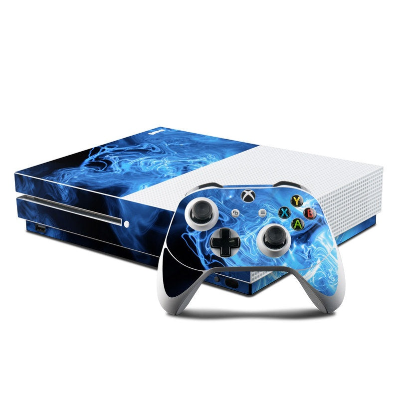 Blue Quantum Waves - Microsoft Xbox One S Console and Controller Kit Skin