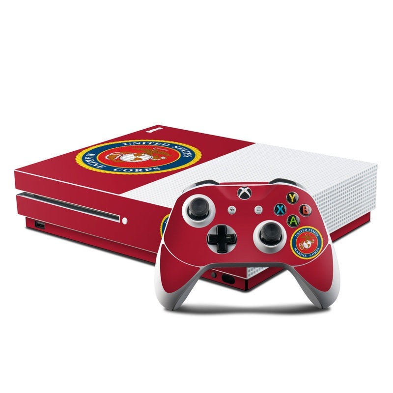 USMC Red - Microsoft Xbox One S Console and Controller Kit Skin